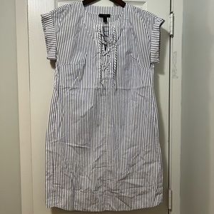 Jcrew tie-neck striped shirt dress